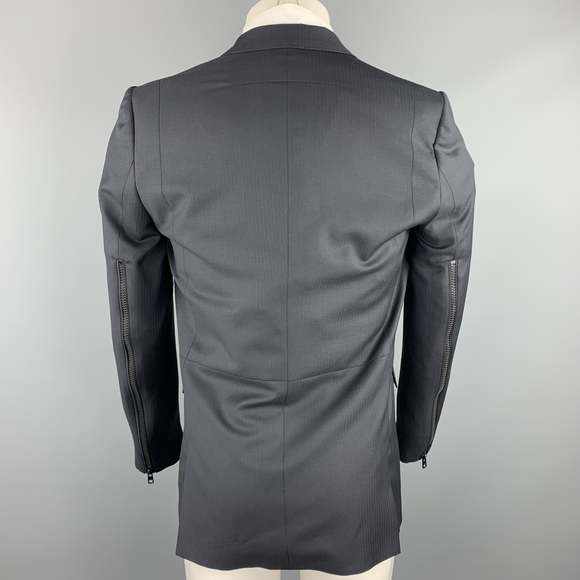 GIVENCHY Size 38 Black on Black Stripe Wool Notch Lapel Sport Coat - Picture 5 of 7